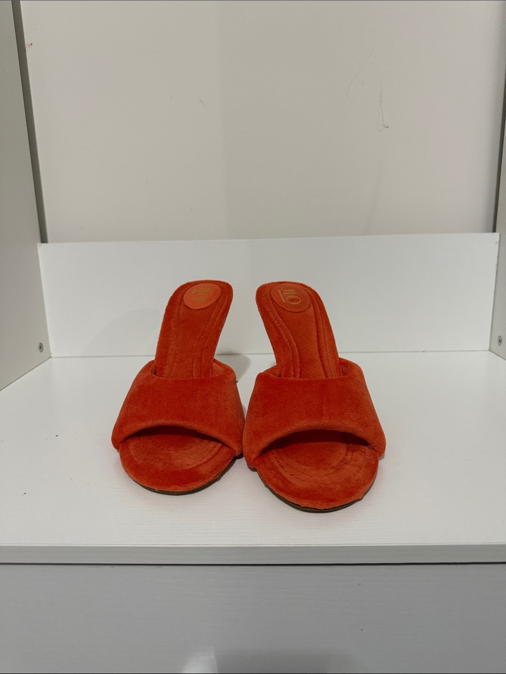 Jennifer Lopez Orange Suede Slide Mules
